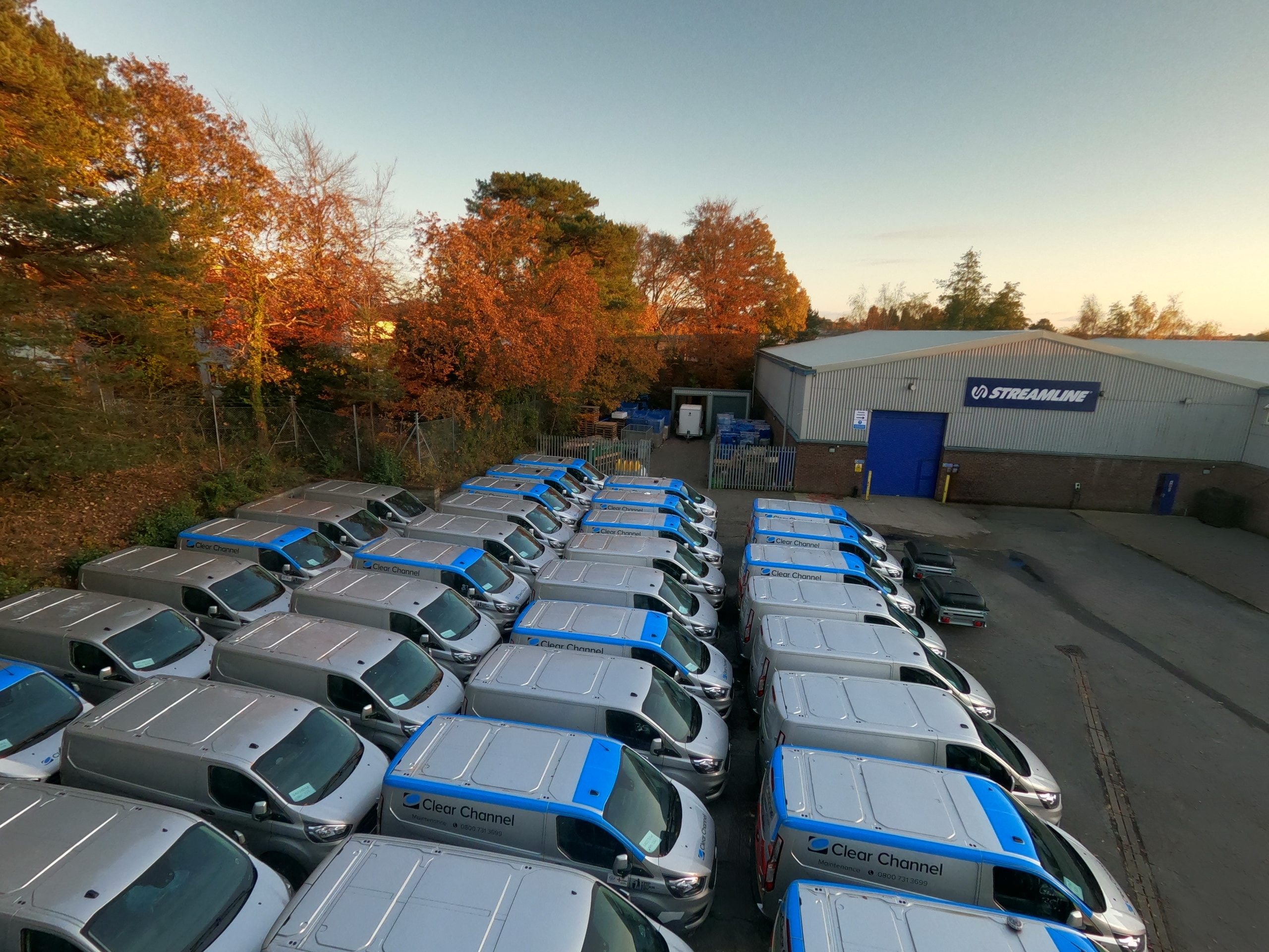 Streamline® Newton Abbot: a fleet of specialist cleaning vans lined up at the Heathfield facility.