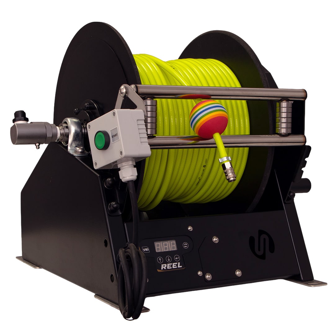 PowerDrive3 electric hose reel with HIVIZ hose